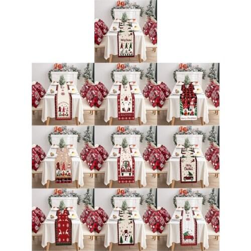 T3EC Christmas Table Runner Holiday Placemat Cotton Linen Tablecloth for Dining Table Decorations Home Birthday Party Decor 13 x