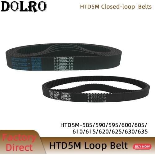 HTD5M Synchronous Timing belt Pitch length 585/590/595/600/605/610/615/620/625/630/635 mm width 9/10/12/15/20/25mm Rubber closed