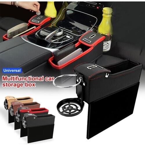 Car Seat Crevice Storage Bag Box Money Pot Beverage Holder Car Seat Pocket Multi-function Organizer Car Interior Accessories CSV