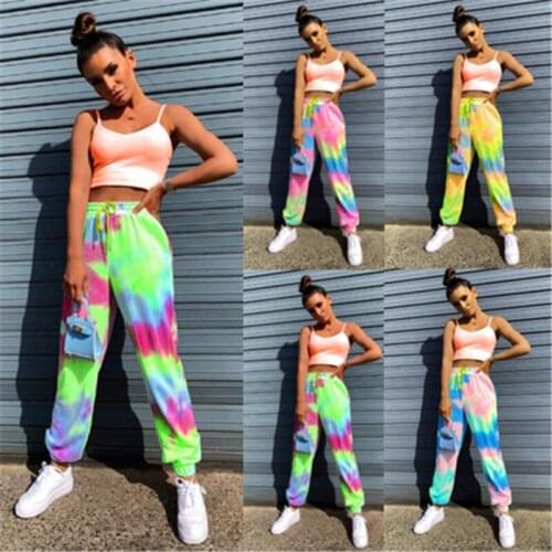 Loose Casual Lace up Camouflage Sweatpant Streetwear Elastic High Waist Female Trousers With Pockets Print Harem Long Pant Femme