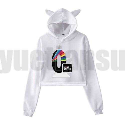 2021 Now United-Better Album Cat Hoodie Women Now United Hoodie Pullover Girl Cat Crop Top Pink UN Team Oversized Sweatshirt
