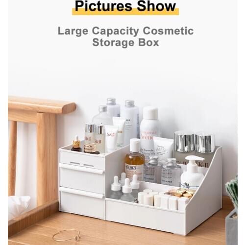 Large Capacity Desk Makeup Storage Organizer of Cosmetics Casket for Jewelry Plastic Container Box with Drawer Home Decoration