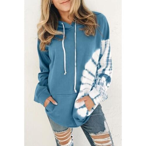 Autumn and winter new fashion casual womens wear hood collar long sleeve wide loose print jacket