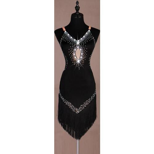 2019 New black Latin Dance Dress Women Lady Performance Dresses ta V neck Ballroom Cha Cha Competition Dancing Dresses
