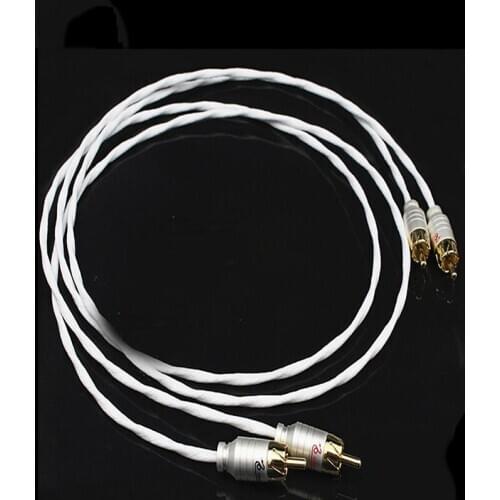 1pair Hi-end Silver Plated Hifi Audio Cable 2RCA to 2RCA audio signal Amplifier line Interconnector Speaker cable