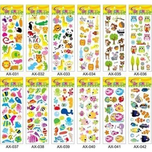10Pcs Stickers Scrapbooking Stationery Kawaii 3D Bubble Sticker Sea Fish Decoration School Supplies Random