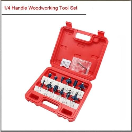 12pcs 15Pcs set HSS High quality Trimming machine engraving machine combined woodworking tool 1 / 4 handle chamfering tool