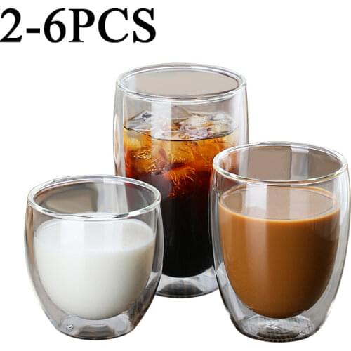 50-450ml Double-layer insulated cup antiscalding and anti-cold coffee cup milk cup beverage cup glass lid bamboo lid Transparent