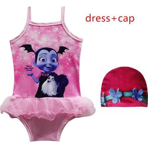 2019 new cute girls mesh one-piece swimsuit vampire Vampirina childrens swimsuit 3-10 years old