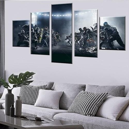 5 Piece HD Printed Shooting Video Game Tom Clancys Rainbow Six Siege Poster Wall Picture for Living Room Wall Decor Canvas Art