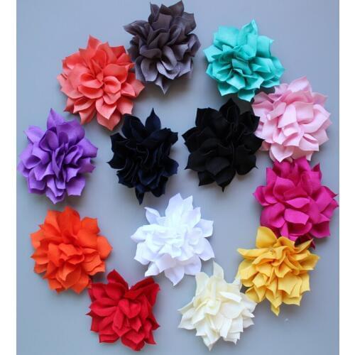 60pcs Wholesale 3" sharp corner Fabric lotus Flower for kids girls dressFor Headbands free shipping