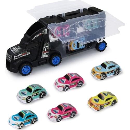 7 in 1 Plastic Car Toys Sliding Big Truck Mini Car Inertial Pull Back Vehicle Classic Educational Toy For Kids Birthday Gift