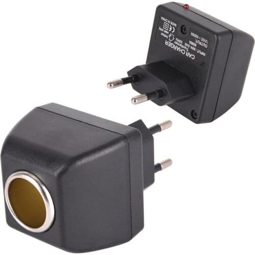 Power Converter Adapter 90V-220V AC Wall Power To 12V DC Car Cigarette Lighter Socket Charger Black