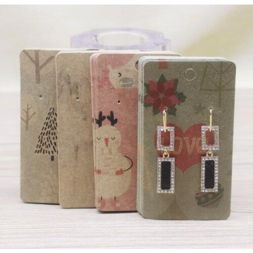 Paper card Hot sale 50Pcs marbling style earring package Card 5*9cm red love heart /white tree design longer earring tag card