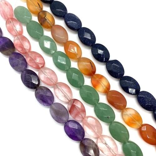 Egg-shaped Natural Stone Faceted Beads 10x14x6mm Amethyst Beads for DIY Jewelry Making, Bracelet, Necklace, Jewelry Accessories