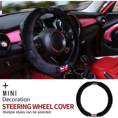 Short Plush steering wheel cover Car interior accessories For BMW MINI COOPER S JCW ONE R60 R61 R56 F54 F55 F56 F60 car styling