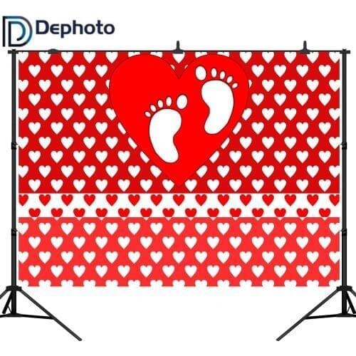 DePhoto Backdrop for Photographic Studio red love Baby Shower girl Footprint background original design photocall