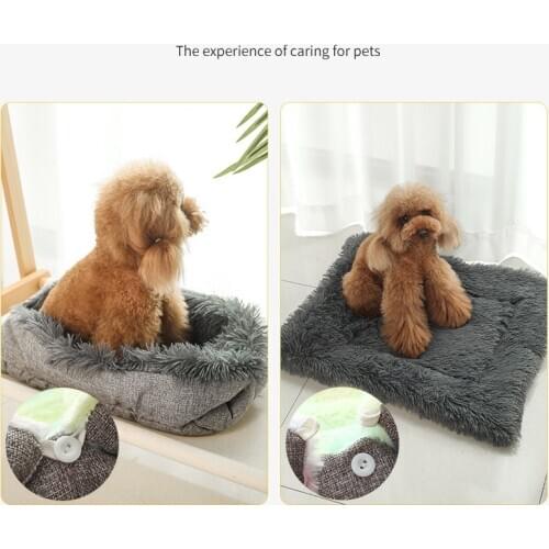 Dual Purpose Super Soft Pet Pad Mattres Winter Warm Sleeping Bed for Dog Cat Kennel Long Plush Puppy Bed Mat Portable Cushion