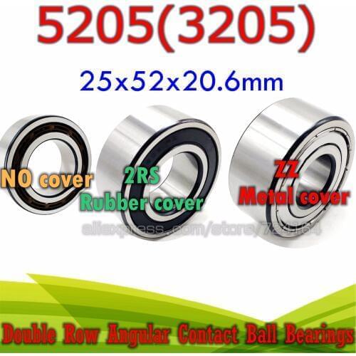 25x52x20.6 mm Double row angular contact ball bearing 5205 ZZ 2RS 3205 2RZ 3205RS 5205RS 3205ATN9 3205A-2RS1TN9 3056205 5205ZZ
