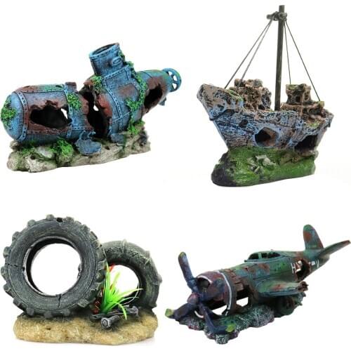 DW Aquarium Fish tank landscaping sunken ship aquarium decoration Submarine shelter