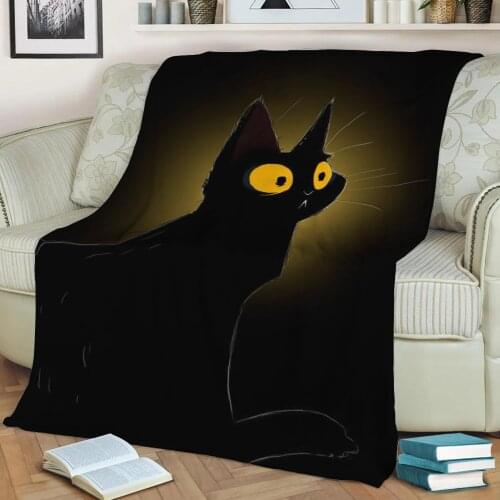 Black Cat Flannel Throw Blanket 3D Printed Keep Warm Sofa Child Blanket Home Decor Textiles Dream Family Gift