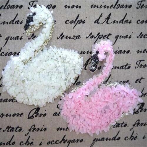 T shirt Women sweet patch DIY sequins 14cm swan deal with it biker patches for clothing stickers 3d t shirt mens free shipping