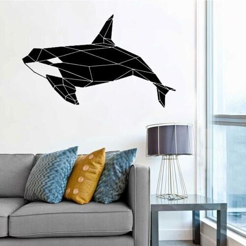 Geometric Animal Whale Orca Wall Decal Sea Art Vinyl Stickers Office For Kids Bedroom Bathroom Home Decor CX290