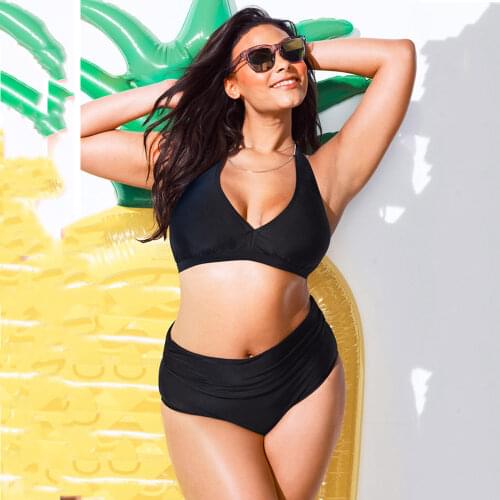 New Women Bikini Sets High Waist Plus Larges Big Size Swimsuit Sexy Plussize Foral Swimwear Swimming Bathing Beachwear Suits