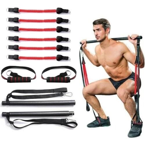 Resistance Band Pilates Stick Gym Exercise Muscle Power Tension Bar Pilates Bar Home Work Out Fitness Equipment