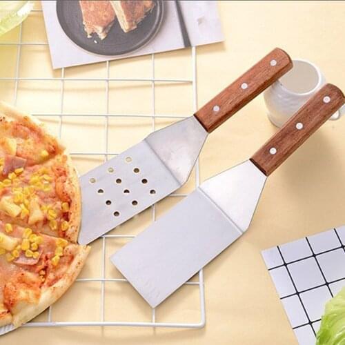 3 pcs/set Stainless Steel Pizza Shovel Lifter Cutter Grill Turner With Wooden Handle Baking Spatula Cooking Tools