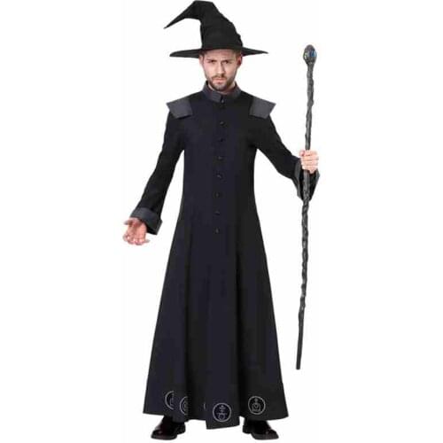 Adult Magician Costume Cloak Manteau Topcoat Cosplay Costumes Pentagram Capes Robes Hat Beanies Cloak for men halloween Holiday