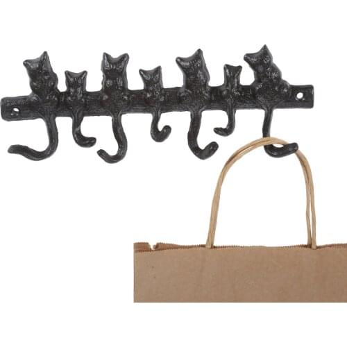 7 in 1 Cats Hooks Iron Cute Vintage Hangers Hanging Coat Tower Keys Holder Housekeeper Wall Hallway Bathroom Kitchen Home Decor