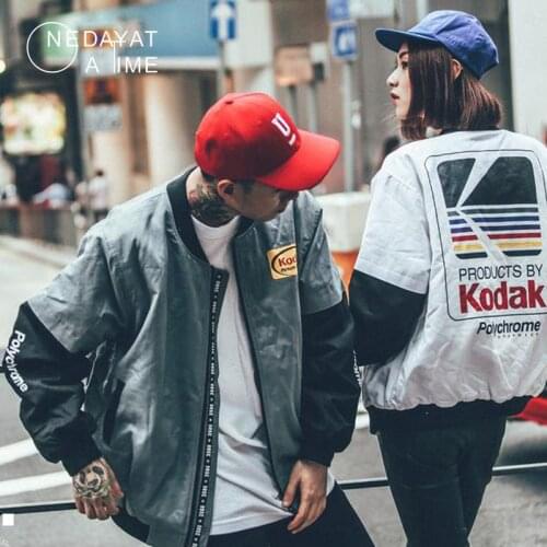 Tide Japanese Hip Hop style bomber jacket Harajuku pilot street printing kodak Jackets Men Women coat brand Clothing outerwear