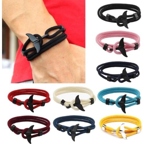 Summer Handmade Whale Tail Viking Rope Bracelet Beach Surfing Wristband Jewelry R2LE