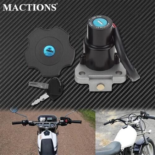 Motorcycle Ignition Switch Lock Key Fuel Tank Gas Cap Cover Kit Set Black For Yamaha TW200 XT225 Serow 225 XT600 DT200 DT200R
