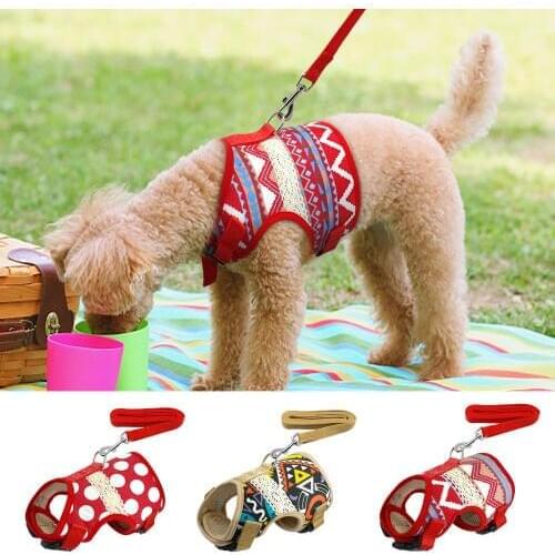 Soft Printed Dog Harness and Leash Pet Puppy Cat Vest Jacket For Small Medium Dogs Teddy Poddle Chihuahua Yorkies Vest S M L XL