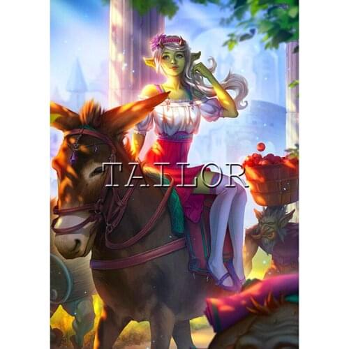 Full square cuadros 5d diamond painting kit set Deer girl donkey cartoon landscape complet embroidery dirll drawing Cross stitch