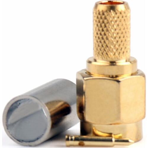Areyourshop SMA Male Plug Crimp RG58 RG142 LMR195 RG400 Cable Straight 10Pcs Connector 50ohm Gold Plating Plug Jack