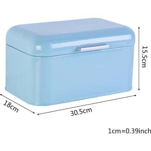 Solid Color Retro Metal Bread Bin Box Kitchen Storage Container for Snacks Food 94PF
