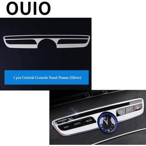 OUIO Car Central Console Panel Clock Frame Rings Trim Covers AMG Stickers For Mercedes Benz W205 W212 C E GLC Class Accessories