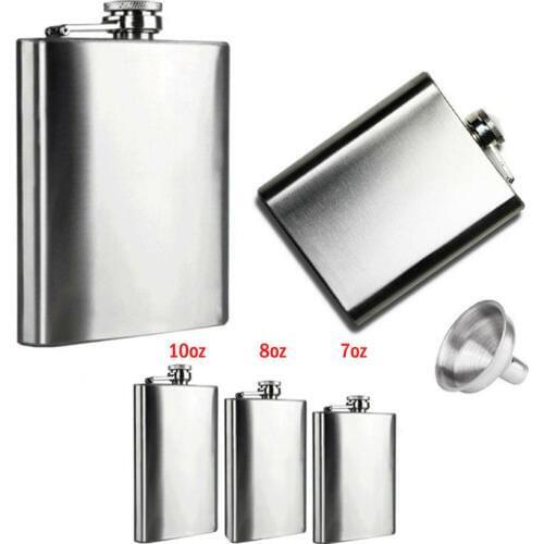 Portable 7 8 10 oz Stainless Steel Hip Flask Liquor Whisky Alcohol Cap Funnel Drinkware For Drinker Hip FlasK