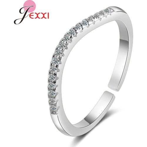 Simple Fashion 925 Sterling Silver Opening Rings Statement Paved Cubic Zircon Rhinestone Ring Gift Jewelry For Women