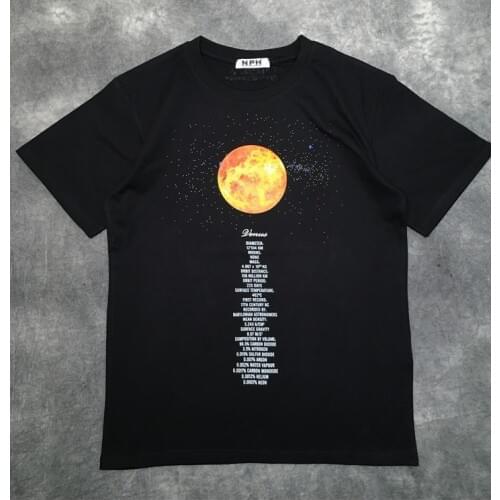 Luxury Men Novelty New vetements Moon geography T Shirts T-Shirt Hip Hop Skateboard Parkour Street Cotton T-Shirts Tee Top N160