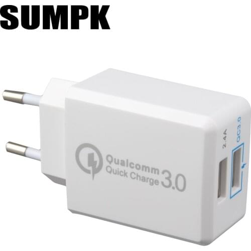 SUMPK USB Wall Charger EU Quick Charger 3.0 30 W Fast Mobile Phone Charger for Samsung Huawei LG