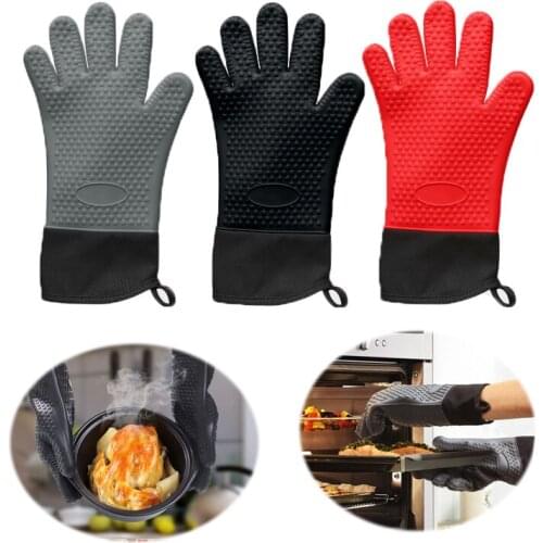 Teyaao Silicone gloves heat-resistant oven gloves barbecue grill outdoor barbecue baking gloves kitchen tools