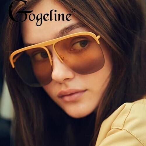 Fashion Half Frame Sunglasses Men Women Shades UV400 Vintage Gradient Square Sun Glasses Luxury Brand Male Ladies Eyeglasses