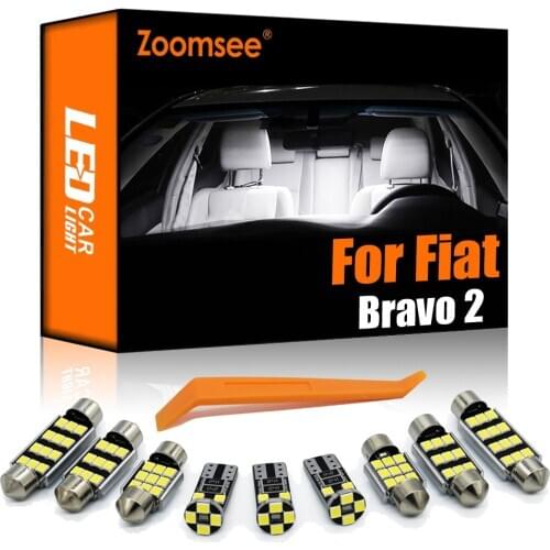 Zoomsee 10Pcs Interior LED For Fiat Bravo 2 II MK2 2007-2016 Canbus Vehicle Bulb Indoor Dome Map Reading Light Auto Lamp Parts