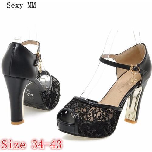 Platform Pumps Summer Women Peep Toe High Heels Sandals Air mesh Woman High Heel Party Wedding Shoes Plus Size 34-40.41.42.43