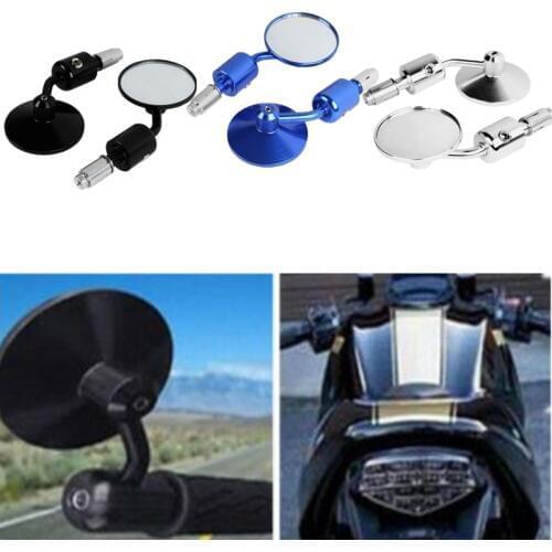 Universal Mirrors CNC 7/8" Handle Bar End 3" Round Side Rear View Mirrors For Kawasaki Yamaha Honda Suzuki Choper New