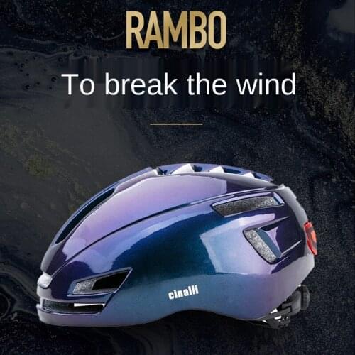 Cinalli cycling helmet, male and female mountain road bike helmet, UBS charging warning taillight helmet